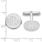 14K White Gold Recessed Letter Monogram Round Cuff Link view