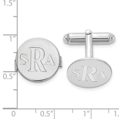 SS/Rhodium-plated Recessed Letter Monogram Round Cuff Link