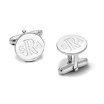 SS/Rhodium-plated Recessed Letter Monogram Round Cuff Link view
