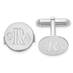 14K White Gold Recessed Letter Monogram Round Cuff Link view