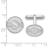 14K White Gold Raised Letter Monogram Round Cuff Link view