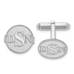 14K White Gold Raised Letter Monogram Round Cuff Link view