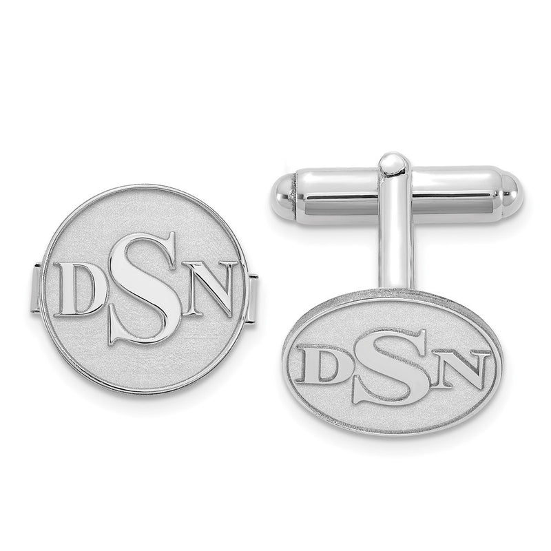 14K white gold monogram cuff links