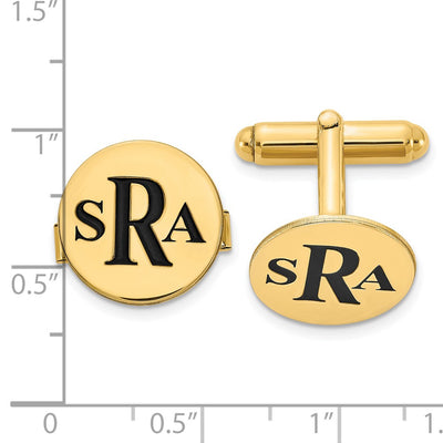 SS/Gold-plated Epoxy Letter Monogram Cuff Link