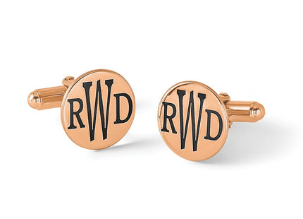 SS/Rose-plated Epoxy Letter Monogram Cuff Link