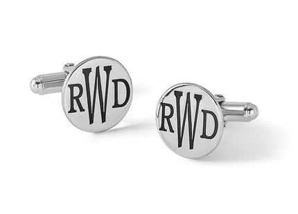 14K White Gold Epoxy Letter Monogram Cuff Link