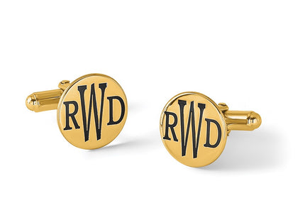 14K Yellow Gold Epoxy Letter Monogram Cuff Link