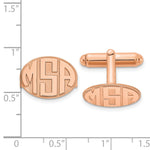 Sterling Silver/Rose-plated Raised Letter Oval Monogram Cuff Link view