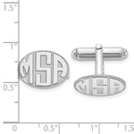 Sterling Silver/Rhod-plated Raised Letter Oval Monogram Cuff Link view 2