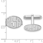 14K White Gold Recessed Letter Oval Monogram Cuff Link view