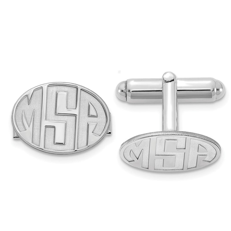14K white gold monogram cuff links