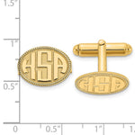 ss/Gold-plated Raised Letter Oval w/Boarder Monogram Cuff Link view