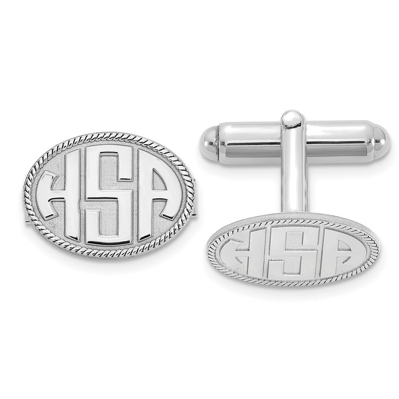 14K white gold monogram cuff links