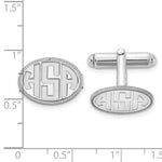 14K White Gold Recessed Letter Oval w/Boarder Monogram Cuff Link view