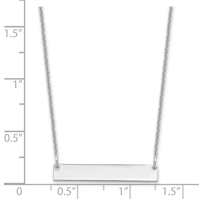 14K White Gold Small Polished Blank Bar Necklace