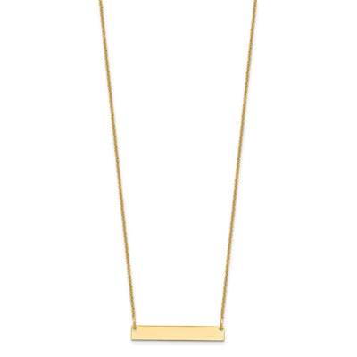 14K Yellow Gold Small Polished Blank Bar Necklace