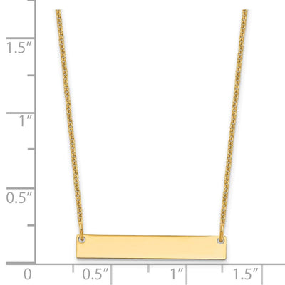 14K Yellow Gold Small Polished Blank Bar Necklace