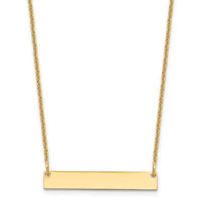 14K Yellow Gold Small Polished Blank Bar Necklace