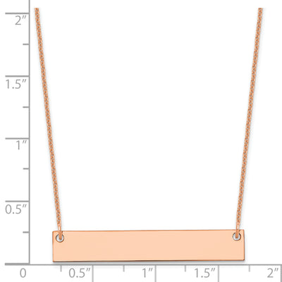 14K Rose Gold Medium Blank Bar Necklace, 18 x 38mm