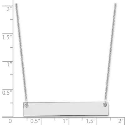 14K White Gold Medium Blank Bar Necklace, 18 x 38mm