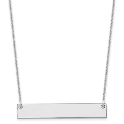 14K White Gold Medium Blank Bar Necklace, 18 x 38mm