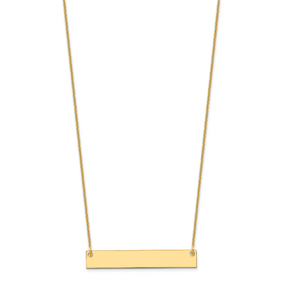 14K Yellow Gold Medium Blank Bar Necklace, 18 x 38mm