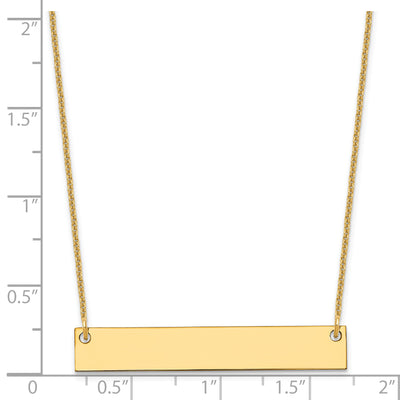 14K Yellow Gold Medium Blank Bar Necklace, 18 x 38mm