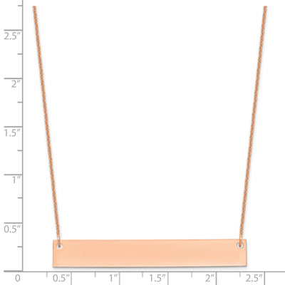 14K Rose Gold Large Blank Bar Necklace, 18 x 50mm