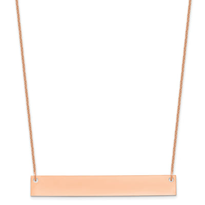 14K Rose Gold Large Blank Bar Necklace, 18 x 50mm