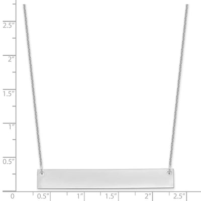 14K White Gold Large Blank Bar Necklace, 18 x 50mm
