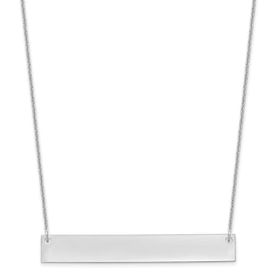 14K White Gold Large Blank Bar Necklace, 18 x 50mm