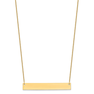 14K Yellow Gold Large Blank Bar Necklace, 18 x 50mm