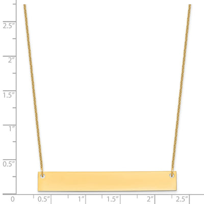 14K Yellow Gold Large Blank Bar Necklace, 18 x 50mm