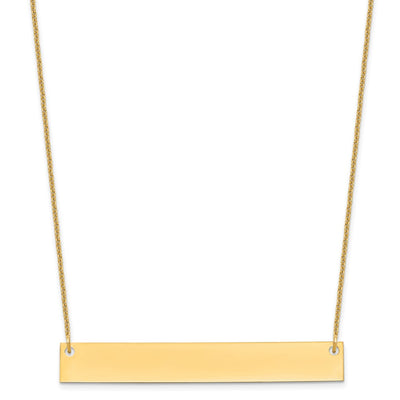 14K Yellow Gold Large Blank Bar Necklace, 18 x 50mm