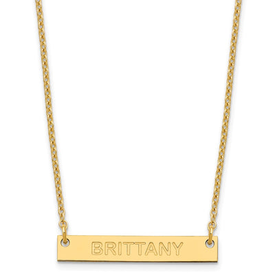 SS/Gold-plated Small Capitalized ARIAL ROUNDED Bar Necklace