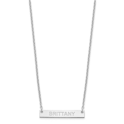SS/Rhod-plated Small Capitalized ARIAL ROUNDED Bar Necklace
