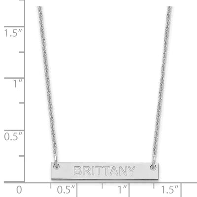 14K White Gold Small Capitalized ARIAL ROUNDED Bar Necklace