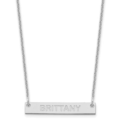 14K White Gold Small Capitalized ARIAL ROUNDED Bar Necklace