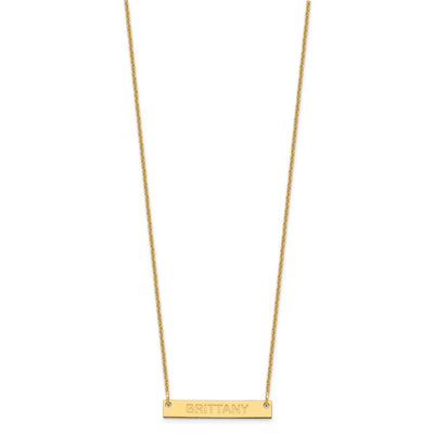 14K Yellow Gold Small Capitalized ARIAL ROUNDED Bar Necklace