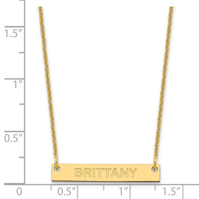 14K Yellow Gold Small Capitalized ARIAL ROUNDED Bar Necklace