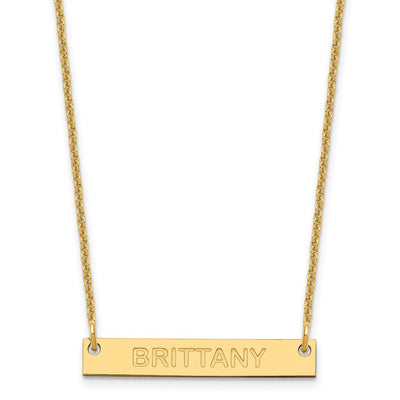 14K Yellow Gold Small Capitalized ARIAL ROUNDED Bar Necklace