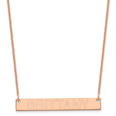 14K Rose Gold Medium Capitalized ARIAL ROUNDED Bar Necklace