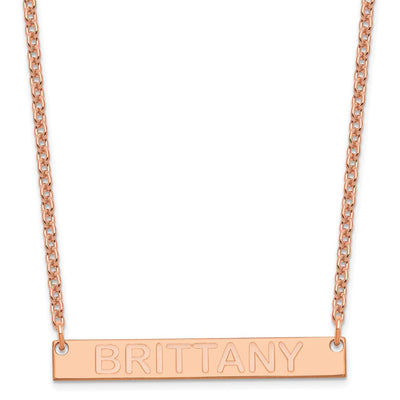 SS/Rose-plated Medium Capitalized ARIAL ROUNDED Bar Necklace