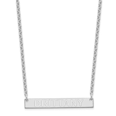 SS/Rhod-plated Medium Capitalized ARIAL ROUNDED Bar Necklace