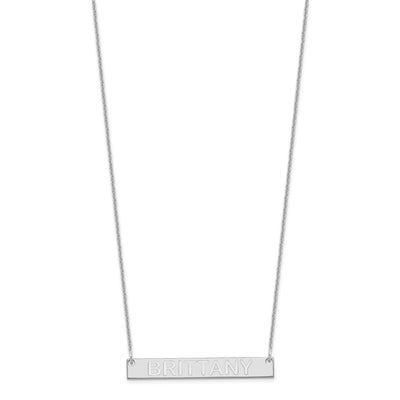 14K White Gold Medium Capitalized ARIAL ROUNDED Bar Necklace