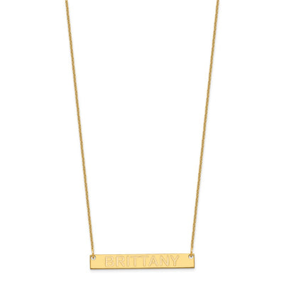 14K Yellow Gold Medium Capitalized ARIAL ROUNDED Bar Necklace