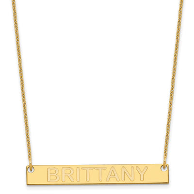 14K Yellow Gold Medium Capitalized ARIAL ROUNDED Bar Necklace
