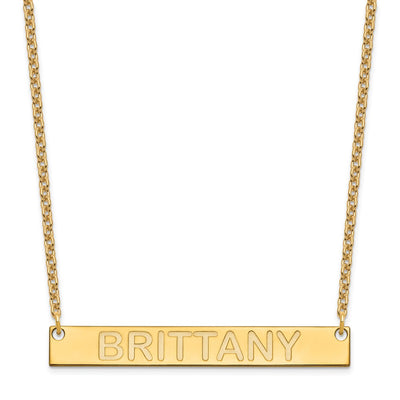 SS/Gold-plated Large Capitalized ARIAL ROUNDED Bar Necklace