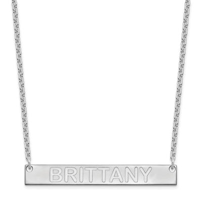 SS/Rhod-plated Large Capitalized ARIAL ROUNDED Bar Necklace