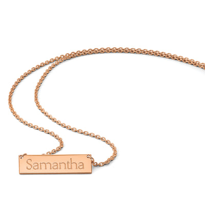 14K Rose Gold Small Name Bar Necklaced